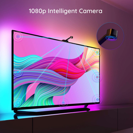 Banda LED Govee DreamView T1 TV Backlight Wi-Fi RGBIC, Camera ColorSense 1080p HD, 75-85 inch [6]