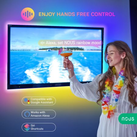 Banda LED TV RGB Nous F9, Smart, Wifi, USB, 2m, LED 5050 [3]