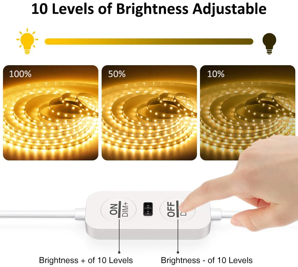 Banda LED Ustellar 12m, 720 Leduri, Senzor de miscare, Lumina alb calda, Dimmer, 3000K [5]