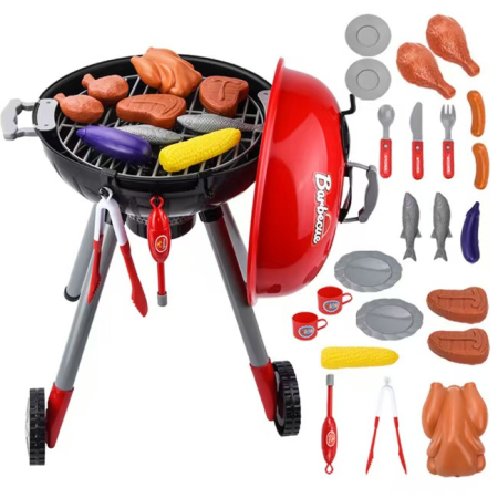 Jucarii Copii - BBQ Grill Gratar jucarie Rovo 901A, lumini si sunete, 22 piese