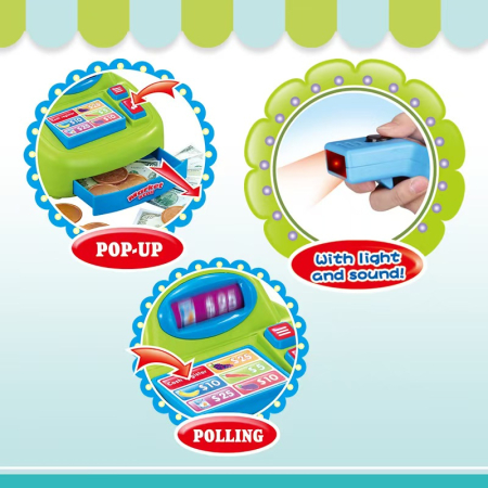 Set de Cumparaturi Tip Supermarket Rovo 85 pentru Copii, Jucarie Interactiva, Scanner, Casa de marcat, Cos de cumparaturi, Lumini, Sunete, Inaltime 80 cm [1]