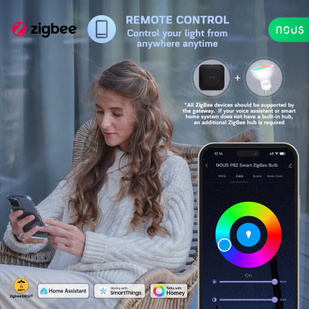 Set 3 Becuri LED Smart NOUS P8Z, ZigBee 3.0, GU10, RGB, 16 Milioane de Culori, Lumina Reglabila 2700-6500K, 4.9W, 420 lm, Compatibile Amazon Alexa si Google Home [6]