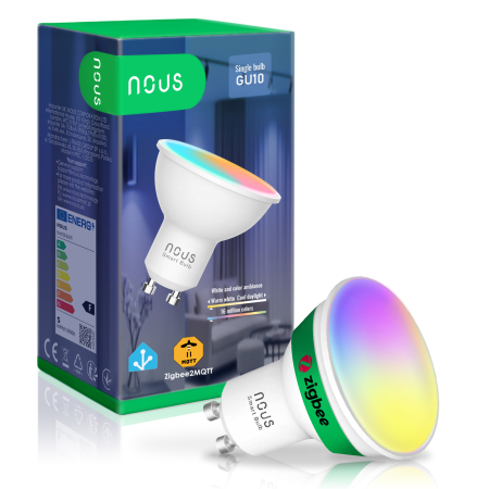 Produse Smart - Bec LED Smart NOUS P8Z, ZigBee 3.0, GU10, RGB, 16 Milioane de Culori, Lumina Reglabila 2700-6500K, 4.9W, 420 lm, Compatibil Amazon Alexa si Google Home