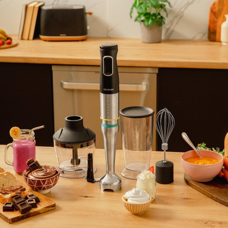 Blender de mana Cecotec Katana 12 Chop B, 1200 W,  21 de viteze plus turbo, Lame cu titan, Accesorii incluse [5]