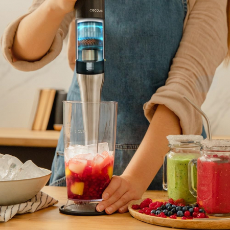 Blender de mana Cecotec Katana 15 Smash B, 1500 W,  21 de viteze plus turbo, Lame cu titan, Accesorii incluse [8]