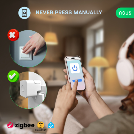 Buton Smart Wireless NOUS C2 Zigbee, dispozitiv automat de apasare butoane, control aplicatie, compatibil Alexa/Google Assistant [2]
