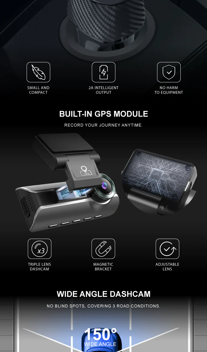 Camera auto DVR AZDOME M550Pro, Dubla, 4K, WiFi, GPS ,5GHz, WDR, G-Sensor, Mod parcare, Card 64Gb inclus [11]