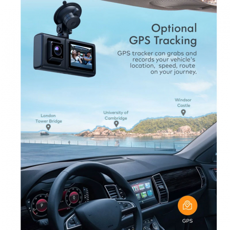 Camera auto DVR  Dubla APEMAN C680, Full HD, Fata si Interior, Unghi 170 grade, WDR, G-Sensor, Mod parcare, Filmare in bucla [5]