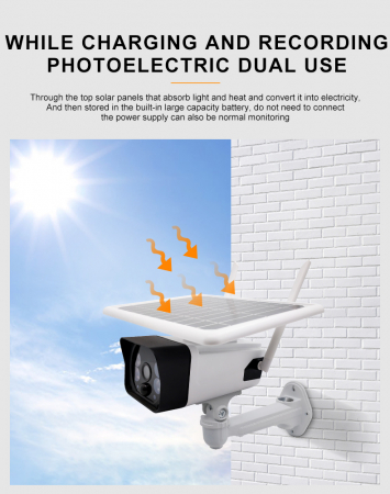 Camera de supraveghere WIFi cu panou solar Rovo SN-P5, 1080P HD,CCTV,  Night Vision, Senzori miscare, Alexa, Google Home, Tuya [8]