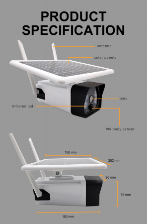 Camera de supraveghere WIFi cu panou solar Rovo SN-P5, 1080P HD,CCTV,  Night Vision, Senzori miscare, Alexa, Google Home, Tuya [9]