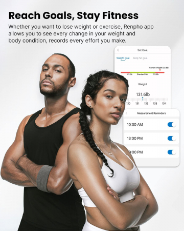 Cantar de baie Smart Renpho 26M, Maxim 180Kg, 13 masuratori, BMI, BMR IMC, Bluetooth, compatibil Fitbit, Apple Health, Google Fit - Alb [7]