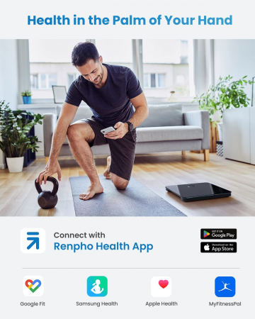 Cantar de baie Smart Renpho WBE28, Wifi, Bluetooth, Maxim 180Kg, 13 masuratori, BMI, Compatibil cu Samsung Health, Apple Health, Google Fit and Fitbit sync. Resigilat [7]