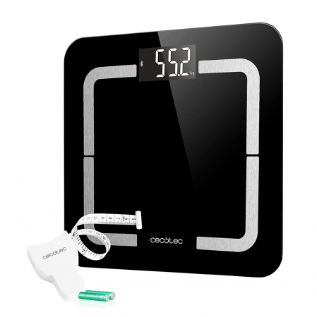 Cantare pentru persoane - Cantar de baie digital Cecotec 4090 Surface Precision 9500 Smart Healthy, Ecran LCD, Maxim 180 kg, TenBIA, Four Precision, BabyWeight, Negru