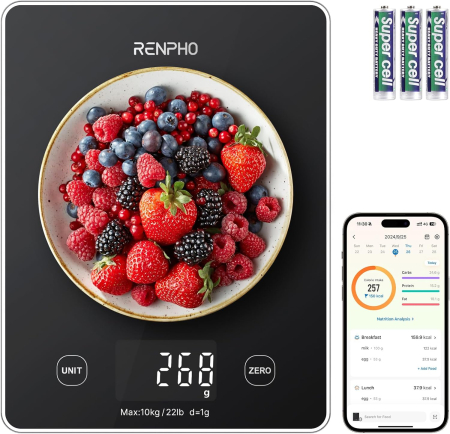 Electrocasnice - Cantar SMART Digital Nutritional de Bucatarie RENPHO R-T001 – Bluetooth, Calorii, Dieta si Fitness, compatibil Apple Health, Fitbit, Samsung Health