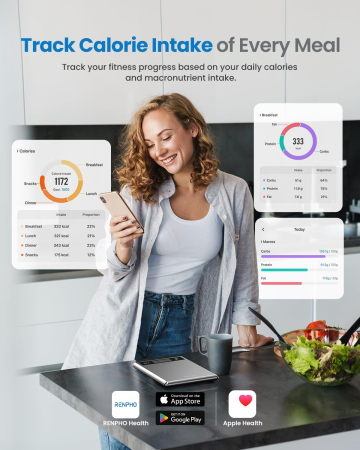 Cantar SMART Digital Nutritional de Bucatarie RENPHO R-T001 – Bluetooth, Calorii, Dieta si Fitness, compatibil Apple Health, Fitbit, Samsung Health [3]