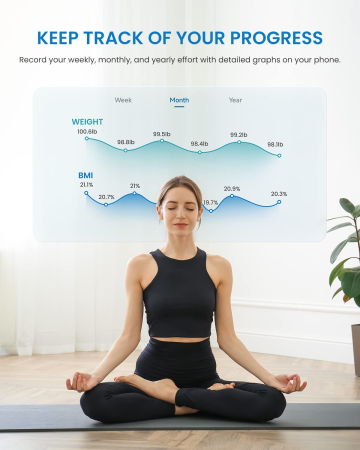 Cantar SMART Digital RENPHO R-A020 – Body Composition, Alimentare Solara, Greutate, Grasime Corporala, Muschi, Oase, Bluetooth, Apple Health, Fitbit, Samsung Health [5]