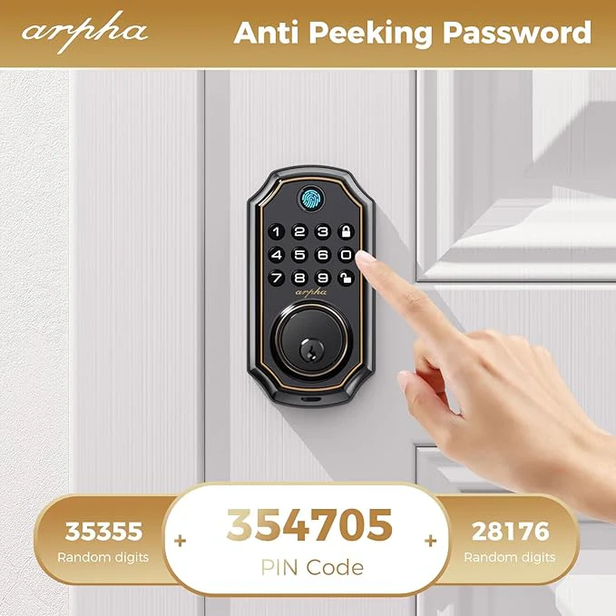 Incuietoare inteligenta Arpha D280, Amprenta, Aplicatie smart, PIN, Wifi, Bluetooth, Cheie, Tuya [3]