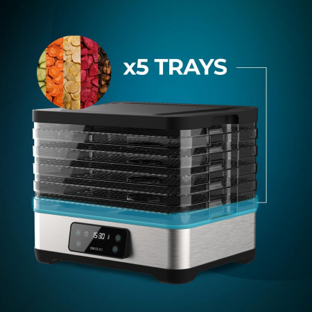 Deshidrator cu 5 tavi Cecotec VitaDry Pro, inaltime reglabila, ecran digital, Timer, 35-70°C [3]