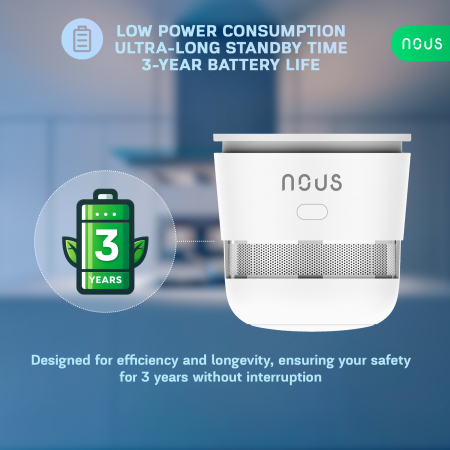 Detector de fum Smart NOUS E17, Wi-Fi 2.4 GHz, senzor fotoelectric, alarma sonora 85 dB, notificari pe telefon, compatibil Alexa si Google Assistant, alb [3]