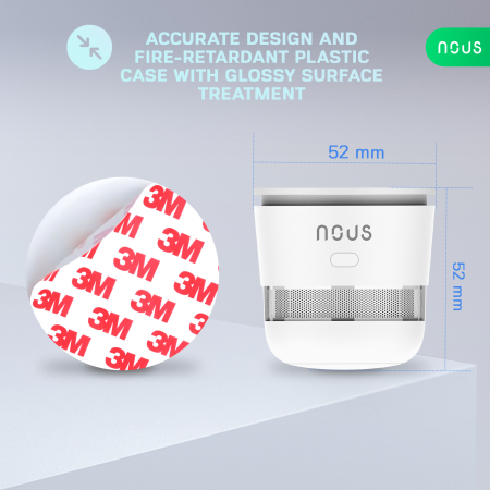 Detector de fum Smart NOUS E17, Wi-Fi 2.4 GHz, senzor fotoelectric, alarma sonora 85 dB, notificari pe telefon, compatibil Alexa si Google Assistant, alb [4]