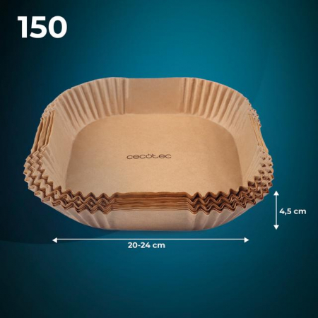 Set hartie de copt pentru friteuza cu aer cald, Air Fryer Cecotec pentru marimea inre 5L si 6.5L, 150buc [4]