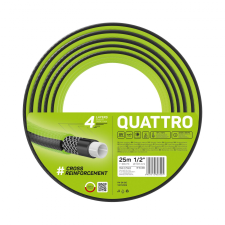 Gradinarit - Furtun pentru gradina Cellfast QUATTRO  cu 4 straturi, 1/2",  Armat, 25m, protectie UV
