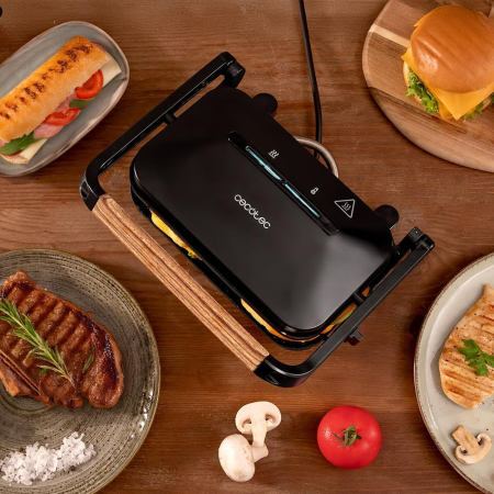 Grill Electric Cecotec Rock'nGrill 1200 Wood, 1300 W, Invelis piatra RockStone [2]