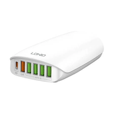 Incarcatoare telefoane - Incarcator Retea LDNIO A6573C, 5x USB, 65 W, 1,5 m (alb)