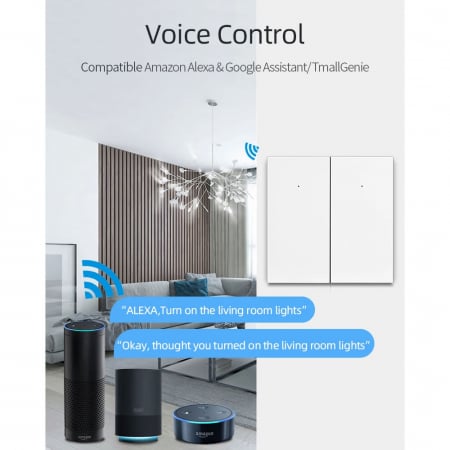Intrerupator Smart Rovo 1081WL, 1 canal, Wifi si Bluetooth, Tuya, Life Smart, Alexa si Google Assistant, fara nul [6]
