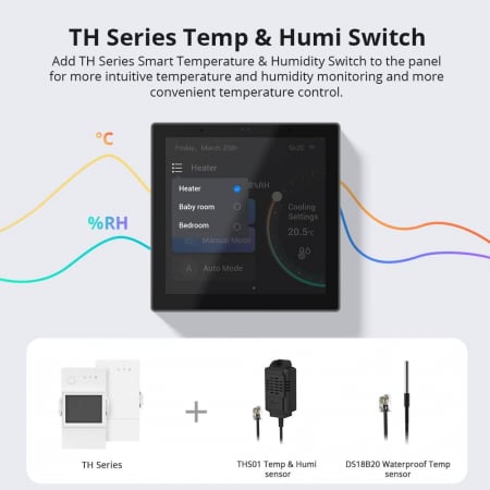 Panou Sonoff NSPanel Pro, Smart, Wifi, hub Zigbee 3.0, termostat, control aplicatie, interfon - Negru [3]