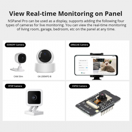 Panou Sonoff NSPanel Pro, Smart, Wifi, hub Zigbee 3.0, termostat, control aplicatie, interfon - Negru [7]