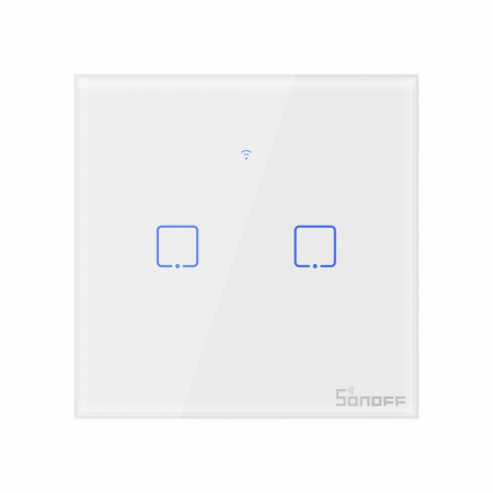 Intrerupator Smart  cu Touch Wifi + RF 433 Sonoff T1 EU TX, 2 canale [0]