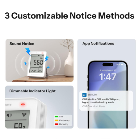 Sonoff AirGuard CO2 SAWF-08P WiFi LCD Aparat de masurare a calitatii aerului [4]
