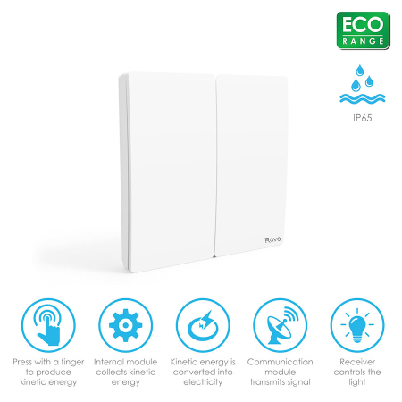 Intrerupator Wifi Kinetic Rovo 305-2CH-W, 2 canale, IP67, RF 433MHz, cu revenire [1]