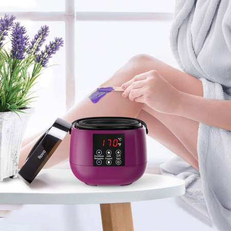 Kit Epilare Ceara Rovo TMS-218 Incalzitor ceara profesional cu display LCD, 500g ceara, 4 arome, set 20 spatule din lemn, control tactil [3]