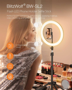 Lampa Circulara LED BlitzWolf BW-SL2 Make up Profesionala, Ring Light 120 Leduri cu Lumina Rece/Calda [2]