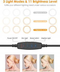 Lampa Circulara LED BlitzWolf BW-SL2 Make up Profesionala, Ring Light 120 Leduri cu Lumina Rece/Calda [5]