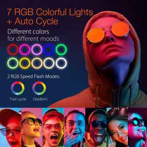 Lampa Circulara LED BlitzWolf BW-SL5 RGB Make up Profesionala, Ring Light 120 Leduri 10 culori de lumina, cu Trepied 17cm [5]