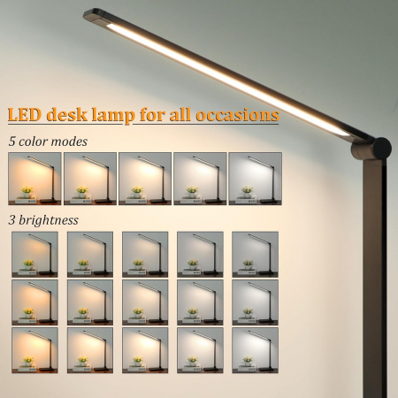 Lampa de birou LED Rovo 5502P, lumina veghe, 5 moduri de lumina, 4 intensitati, 6W, control Touch, USB [1]