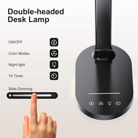 Lampa de birou LED Rovo 5508, lumina veghe, 5 moduri de lumina, 4 intensitati, 14W, control Touch, USB [2]