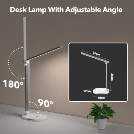 Lampa de birou LED TaoTronics TT-DL1012, lumina veghe, control touch, 5 moduri, 5 niveluri de luminozitate, Incarcare USB, 10W [4]