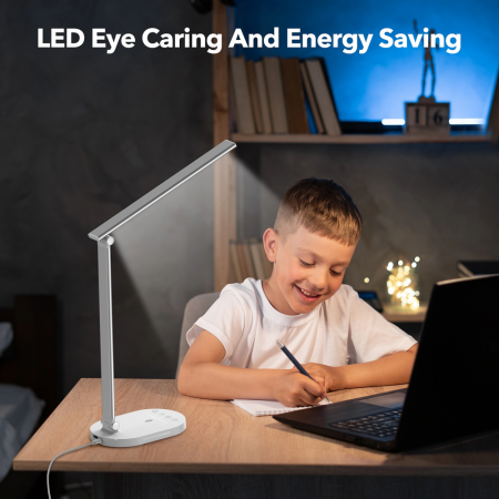 Lampa de birou LED TaoTronics TT-DL1012, lumina veghe, control touch, 5 moduri, 5 niveluri de luminozitate, Incarcare USB, 10W [1]