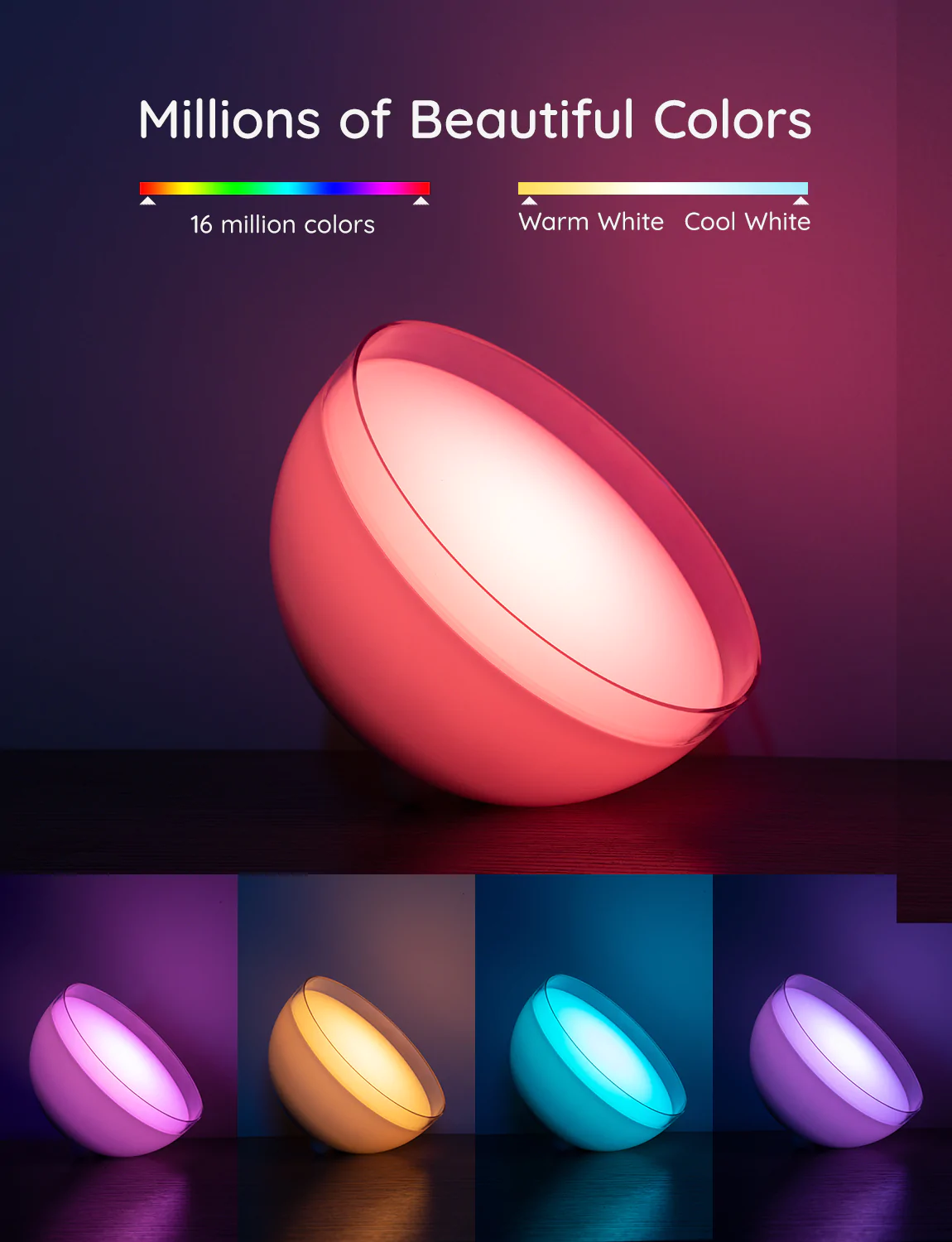 Lampa portabila LED Smart Govee H6058 Ambient RGBWW, Bluetooth/Wireless, 350lm, lumina alba/color [12]