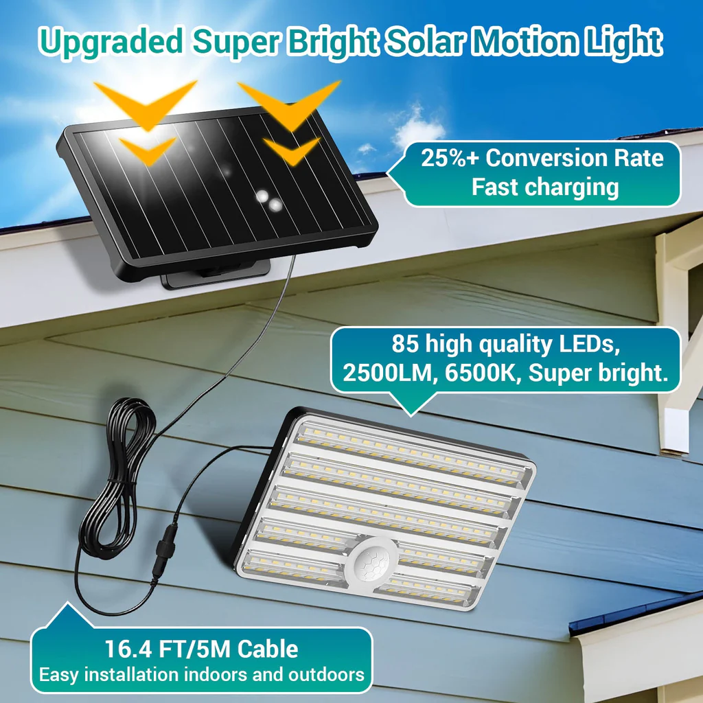 Lampa solara de perete Ustellar LED UT88269, 2500lm, Telecomanda,  3 moduri, senzor de miscare [2]