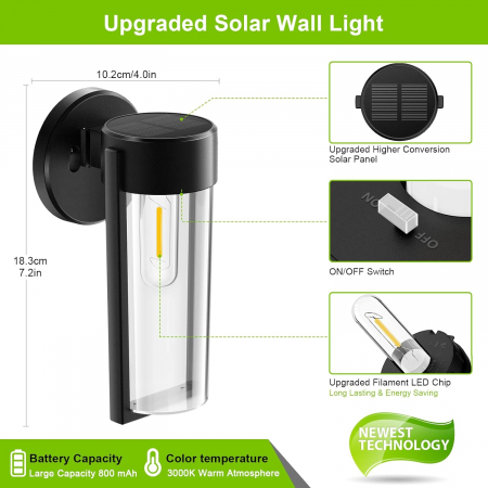 Set 2 lampi solare LED Rovo XHL-651, lumina alb cald [2]