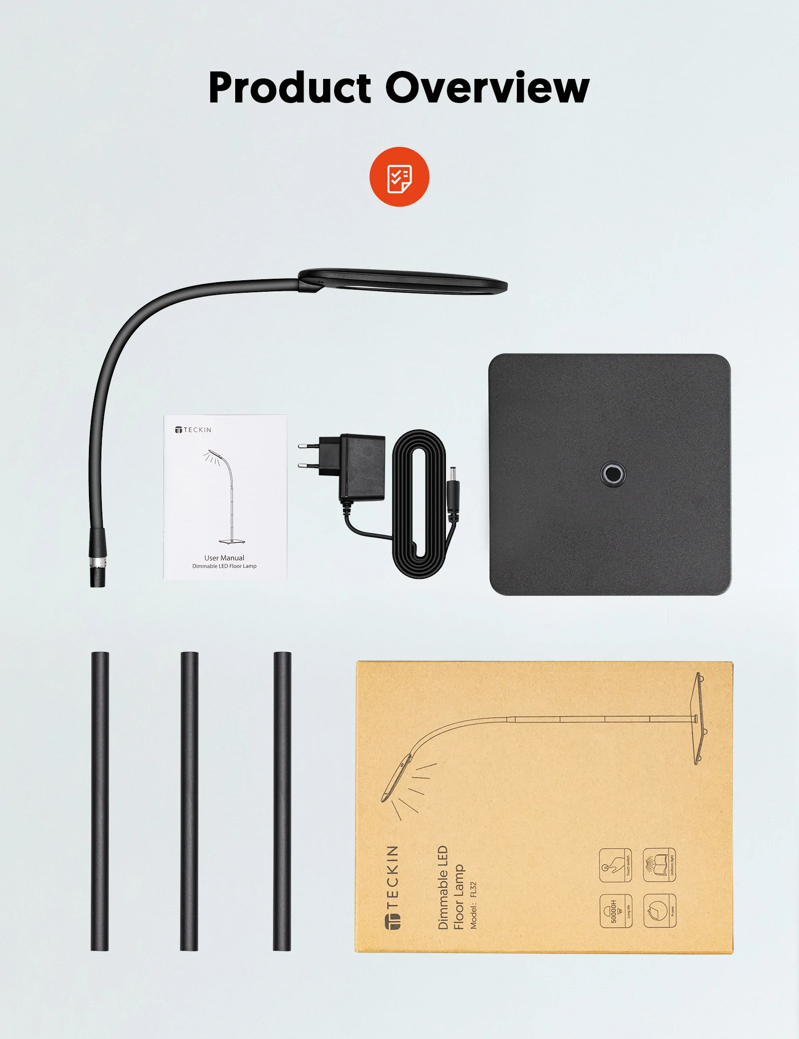 Lampadar LED Teckin FL32, 5 niveluri de luminozitate, 5 culori de temperatura, Touch Control, [8]