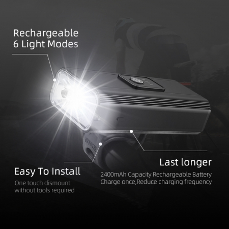 Lanterna LED pentru bicicleta Supfire GT-R3, 1400lumeni, 130m, acumulator 2400 mAh, USB [9]