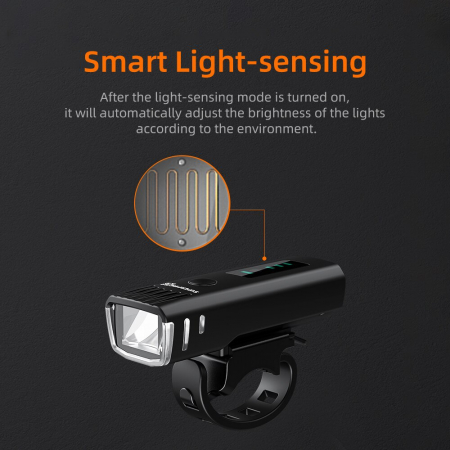 Lanterna LED pentru bicicleta Supfire BL10, Luminazitate automata, 90m, acumulator 1500 mAh, USB [5]