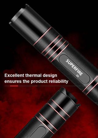 Lanterna LED Superfire S5, 220lm, 300m, incarcare USB, Negru [2]