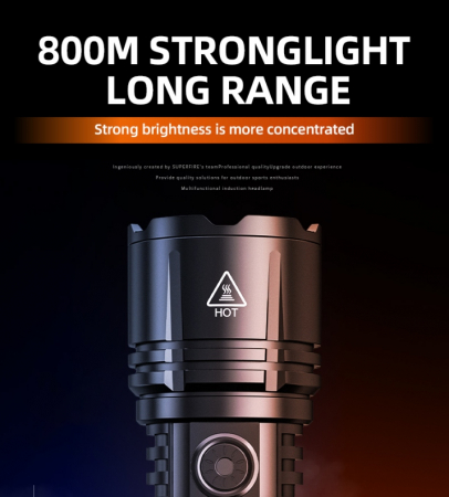 Lanterna LED Superfire Y20, 1200lm, 800M, 3700mAh incarcare USB-C, 20W [2]
